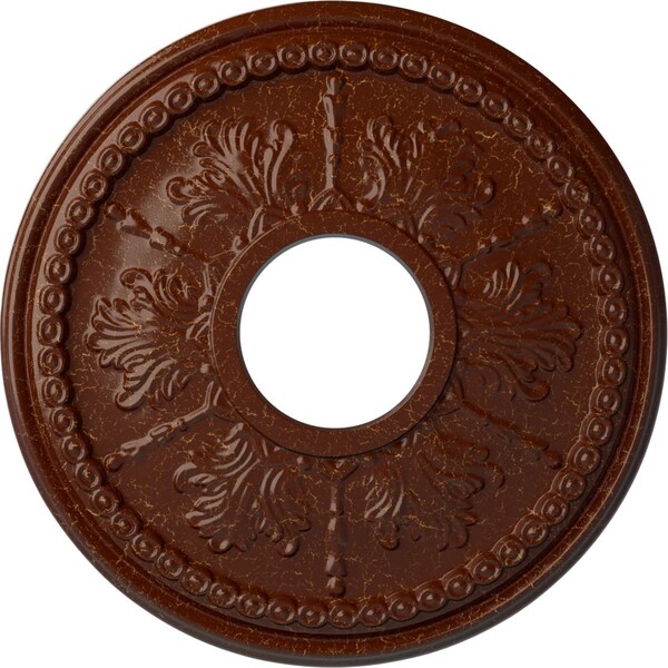 Ekena Millwork Tirana Medallion (Canopies up to 4 3/4"), 13 7/8"OD x 3 3/4"ID x 1 1/4"P, Burnished Mahogany Crackle CM13TIBMC - main